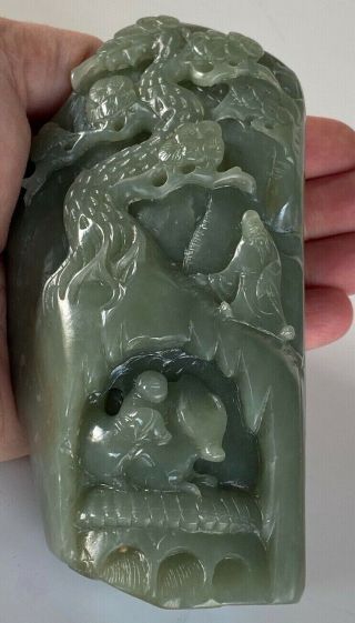 Cavred Antique Chinese Jade Statue Rock Boulder Figures Mountain