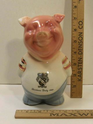 Vintage 1959 Sigma Nu Fraternity Figural Usa Pottery Piggy Bank