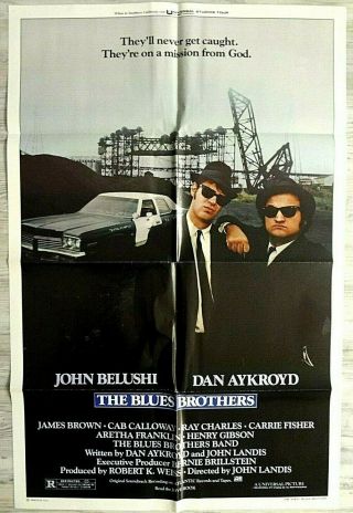 Vintage 1980 The Blues Brothers One Sheet Movie Poster John Belushi