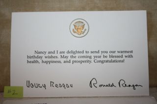 President Ronald & Nancy Reagan White House Birthday Card with Presidential Seal 2