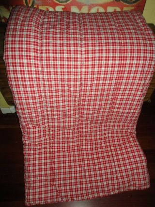 Vintage Ralph Lauren Dockside Plaid Red White (1) Twin Comforter 63 X 82