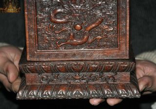 Old Chinese dynasty Huanghuali Wood Carved Dragon Imperial seal boxes Stamp Box 3
