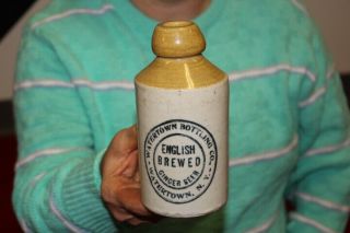 Vintage Watertown Bottling Co Ginger Beer Pre - Prohibition Stoneware Bottle Sign