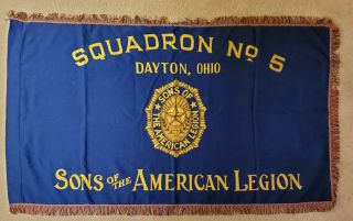 Unique Sons Of American Legion Squadron Flag Dayton Ohio Antique Wool 2 Sided