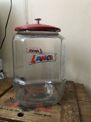 Vintage From The House Of Lance,  Peanut Or Candy Jar General Store Display Jar