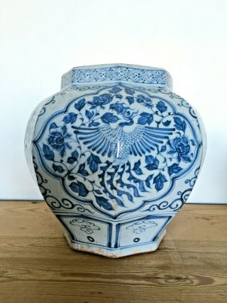 Antique 19thc Large Chinese Octagonal Earthenware Vase Planter Yuan Type