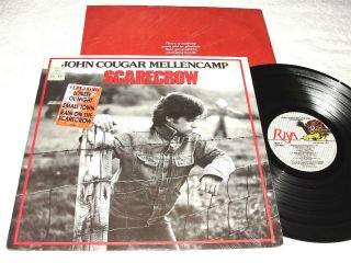John Cougar Mellencamp " Scarecrow " 1985 Rock Lp,  Vg,  With Shrink,  Hype Sticker
