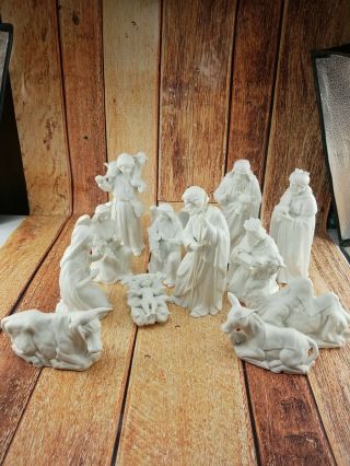 Vintage Homco Nativity Set White Porcelain Bisque 11 Piece Set