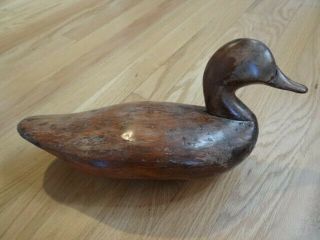 Antique Wooden Decoy Mallard Duck With Lead Weight