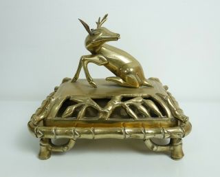 Heavy Antique Chinese Bronze Censer And Cover - Deer Finial