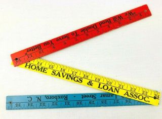 Vintage Home Savings & Loan Advertising Folding Yard Stick Ruler Roxboro,  Nc Js