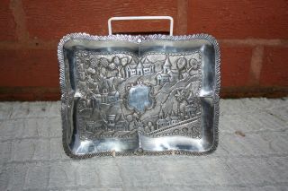 19th Century Indian Calcutta Solid Silver Tray