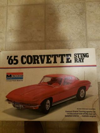 Open Box Full Set Vintage Monogram 1:8 Scale ‘65 Corvette Sting Ray