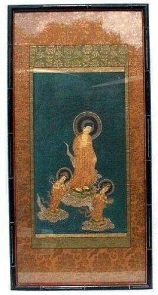 Antique Framed Tibetan Silk Thangka