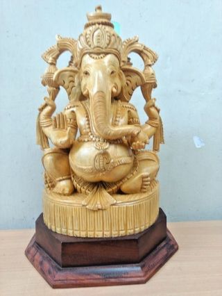 Hand Carved Ganesh Sculpture Hindu Elephant God Ganesha Statue Temple Figurine