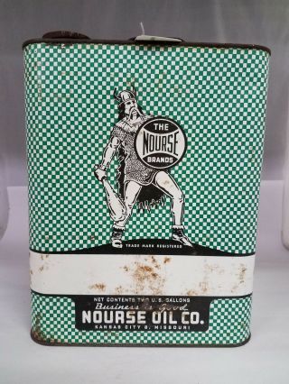 Vintage Advertising The Nourse Oil Co Motor Oil Two 2 Gallon Can Tin 50 - Q