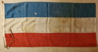 Antique Yugoslavia Kingdom Flag Sewn Wool Jugoslavia On Heading