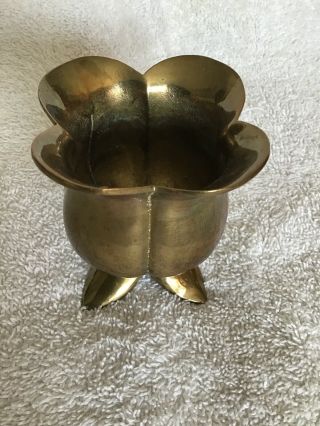 Brass Candle Holder Flower Shaped 3 In