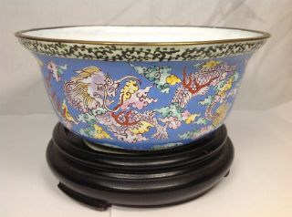Chinese Gilt Bronze Painted Enamel Dragon Bowl