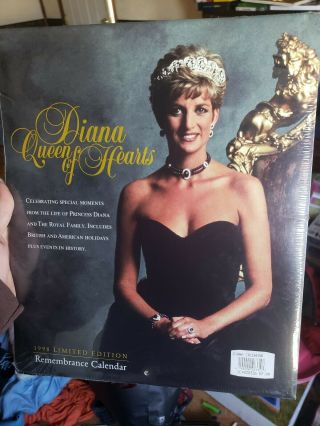 1998 Princess Diana Queen Of Hearts Limited Edition Remembrance Calendar Vtg Nos