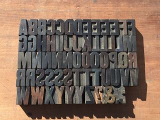 Antique Vtg Wood Letterpress Print Type Block Alphabet A - Z Letters Set