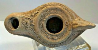 Ancient Oil Lamp Holly Land,  Middle East Decorated 