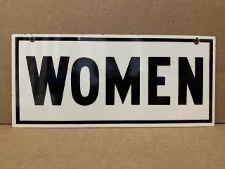 Vintage Women Porcelain Sign Restroom Bathroom Gas Station Ladies Double Sided