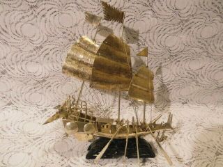 Antiques Chinese Silver Junk Boat Ship