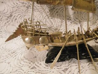 ANTIQUES CHINESE SILVER JUNK BOAT SHIP 3