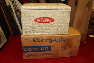 Rare Vintage Carry Lite C.  1960 Dr Pepper Soda Pop Picnic Cooler Sign