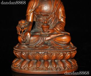 Tibetan Buddhism Boxwood wood Carved Sakyamuni Shakyamuni Medicine Buddha Statue 3