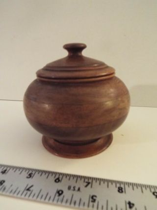 Vintage Wood Round Trinket Box With Lid & Base - Keepsake - 4 1/2 " Pedestal - Turned