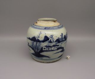 Fine 19thc Chinese Blue & White Porcelain Ginger Jar