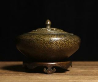 Old Chinese Bronze Incense Burner With Base Lid Xuan Mk H3.  54”