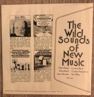 Experimental Ep - V/a (terry Riley,  Etc) - Wild Sounds Of Music - Columbia Nm