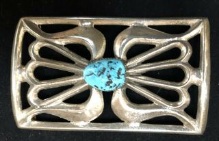 Vintage Navajo Indian Sand Cast Silver And Turquoise Ketoh Bow Guard