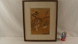 Antique Japanese Figures In Landscape W/c Painting Heydenryk Frame 5