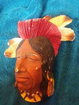 Vintage Bossons England Indian Chief Tecumseh Shawnee Head Wall Bust