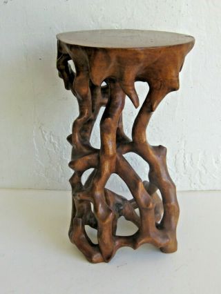 Fine Old Chinese Natural Organic Burl Root Wood Wooden Pedestal Stand For Vase