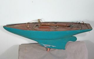 Fine Antique / Vintage Wooden Plank On Frame Model Sailing Boat Pond Yacht 1930