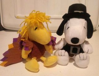 Vintage Hallmark Peanuts Snoopy Woodstock Thanksgiving Plush Toy Pilgrim Turkey