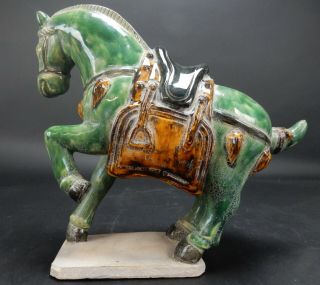 Chinese Sancai Glazed Tang Horse Statue 12 inches 2