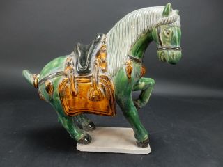 Chinese Sancai Glazed Tang Horse Statue 12 inches 3