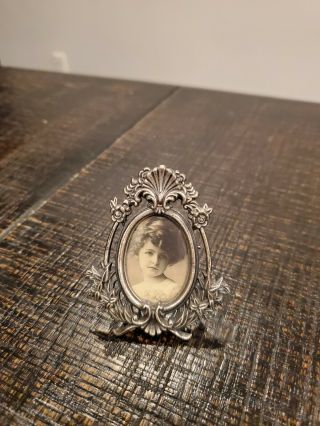 Metal Hinge Tiny Silver Frame Victorian Style