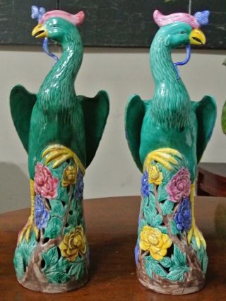 Large Chinese Porcelain Phoenix Bird Figurines