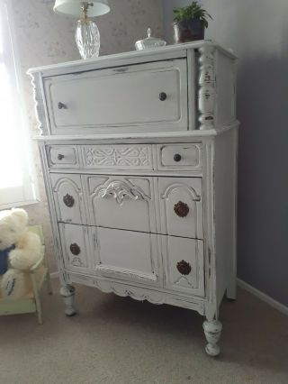 Vintage Shabby Chic Large White Dresser