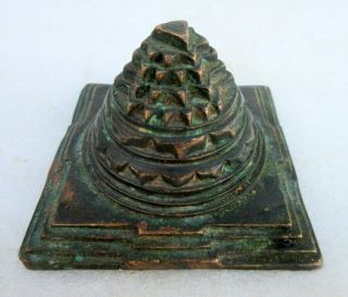 Vintage Old Hand Crafted Brass Hindu Jain Religious Vastu Yantra Mountain Figure 3