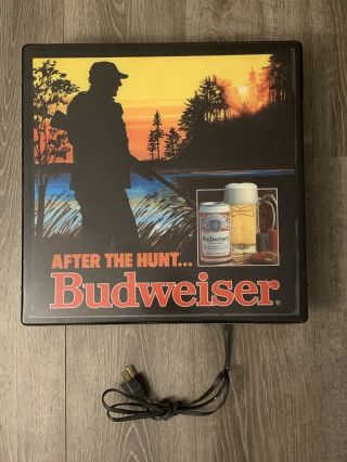 Vintage Budweiser Lighted Bar Sign,  After The Hunt 1984