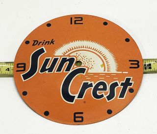 Vintage Sun Crest 8” Clock Face Orange Soda Pop Sign