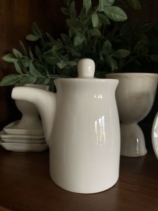 Vintage Small White Ceramic Teapot Creamer W/lid - Cute Farmhouse Look